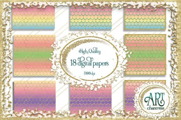 Download Mermaid Scale Digital Papers Rainbow - Bow Collection