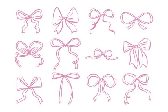 Download Hand Drawn Bow Ribbon Doodle Set Pack - Bow Collection