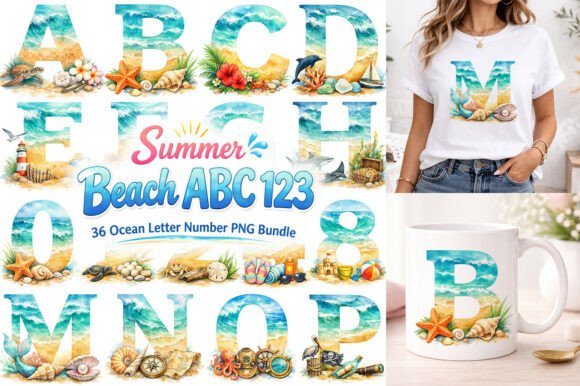 Download Summer Beach Alphabet Letters PNG Bundle - Alphabet letters png Collection