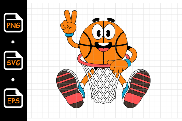 Download Cute Basketball Mascot Sitting in Hoop - Premium Resources