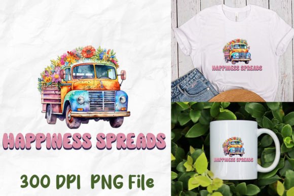 Download Happiness Spreads Hippie Vintage Truck - Spreads Collection