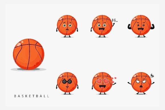 Download Cute Basketball Mascot Set - Premium Resources