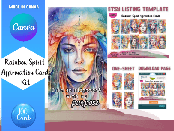 Download Rainbow Affirmation Card Canva Templates - Bow Collection