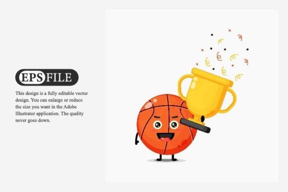 Download Cute Basketball Mascot Lifts the Trophy - Premium Resources