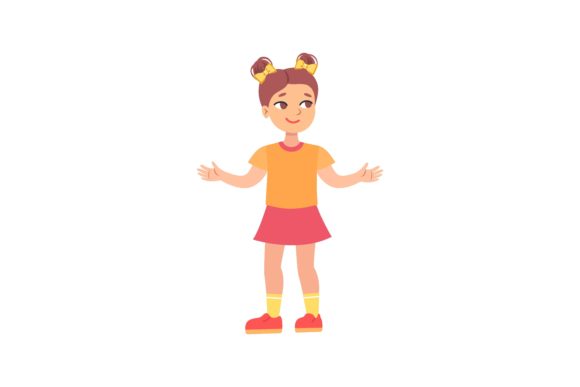 Download Teen Cartoon Girl Stands and Spreads His - Spreads Collection