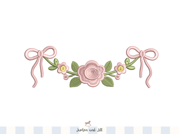 Download Floral Rose Bow Embroidery Border Design - Bow Collection
