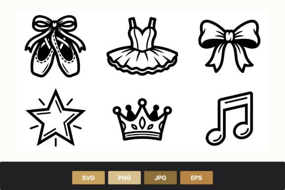 Download Ballet Shoes Tutu Bow Star Crown Music - Bow Collection